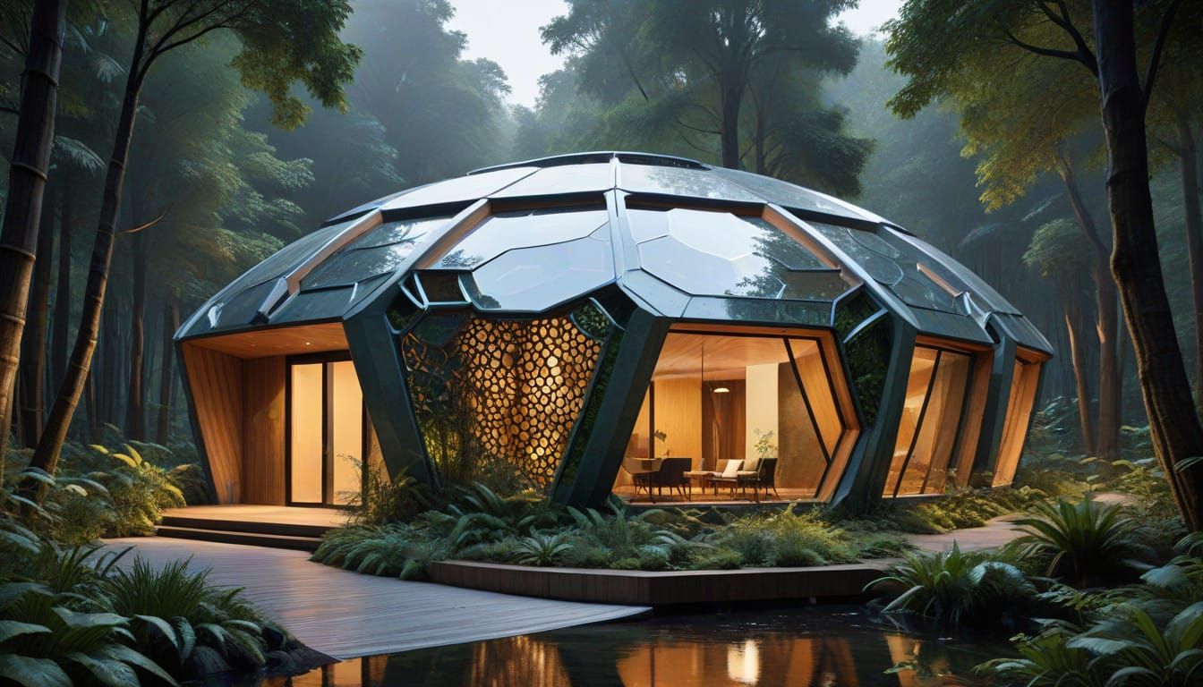 Futuristic Eco-Dome in Lush Forest