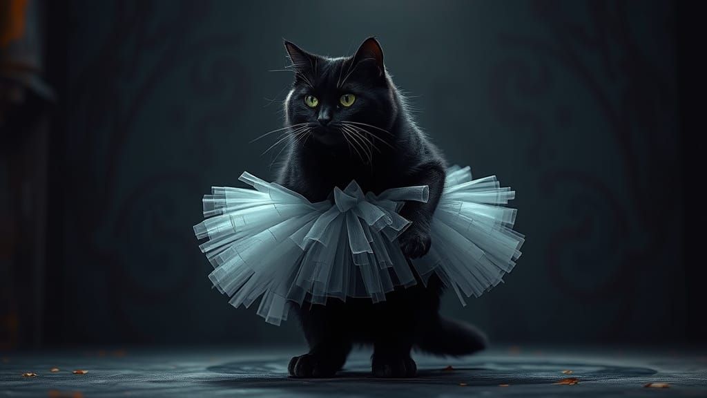 Gothic Ballerina Cat in Dark Elegance