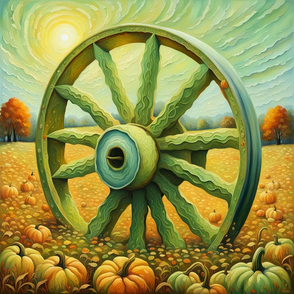 Spectacular Wheel-Shaped Gourd in Oil Painting Style