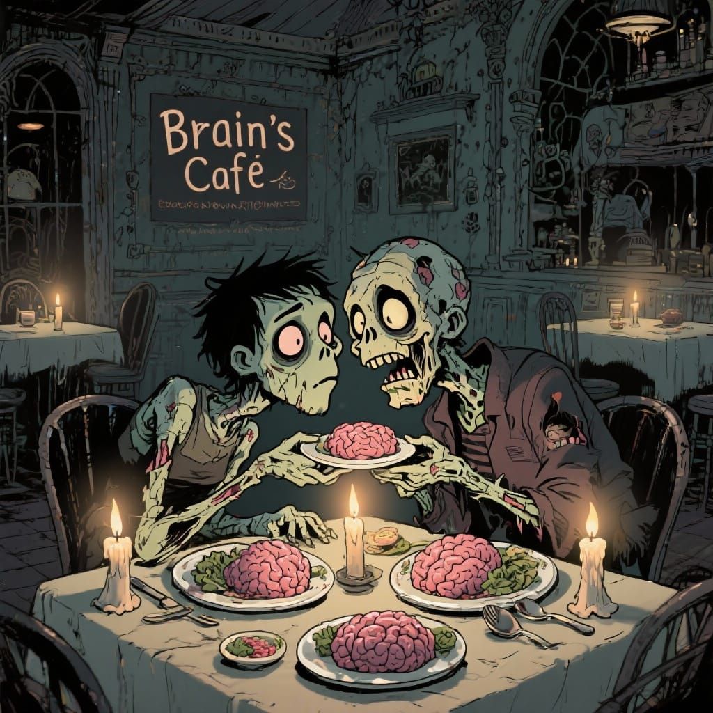 Zombies Enjoy Romantic Candlelight Dinner at Brains Cafe