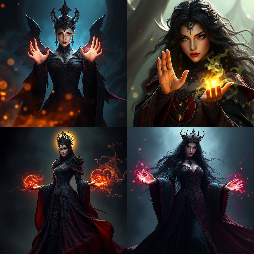 Dark Sorceress Radiates Power in Mysterious Black and Red Hu...