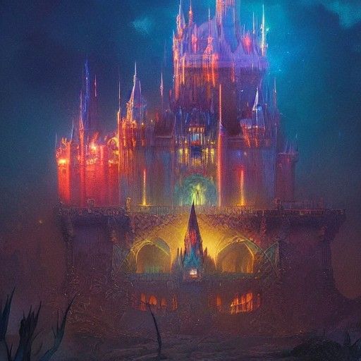 Psychedelic Fantasy Castle in Volumetric Lighting