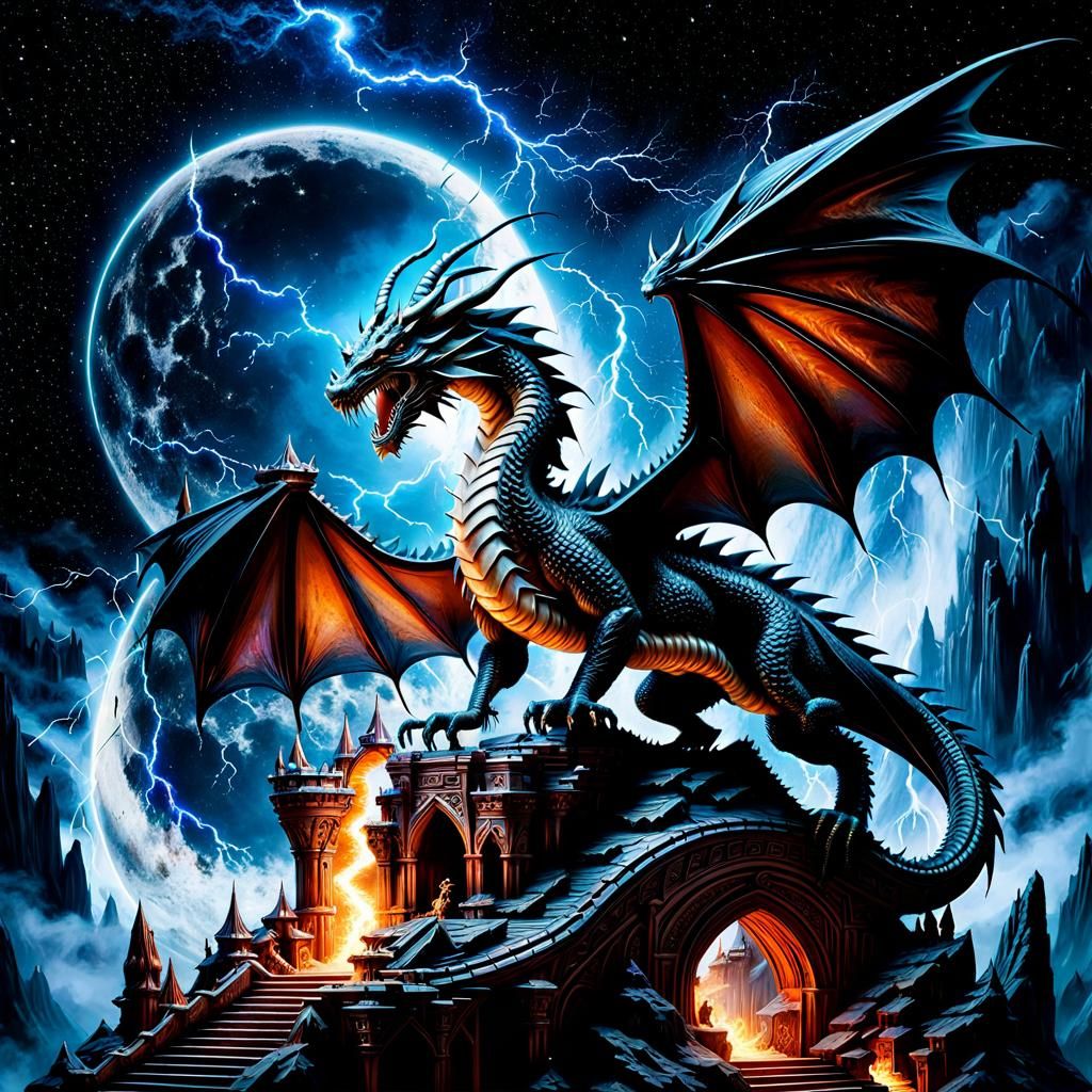 Fantasy World Carved into Magic Dragon