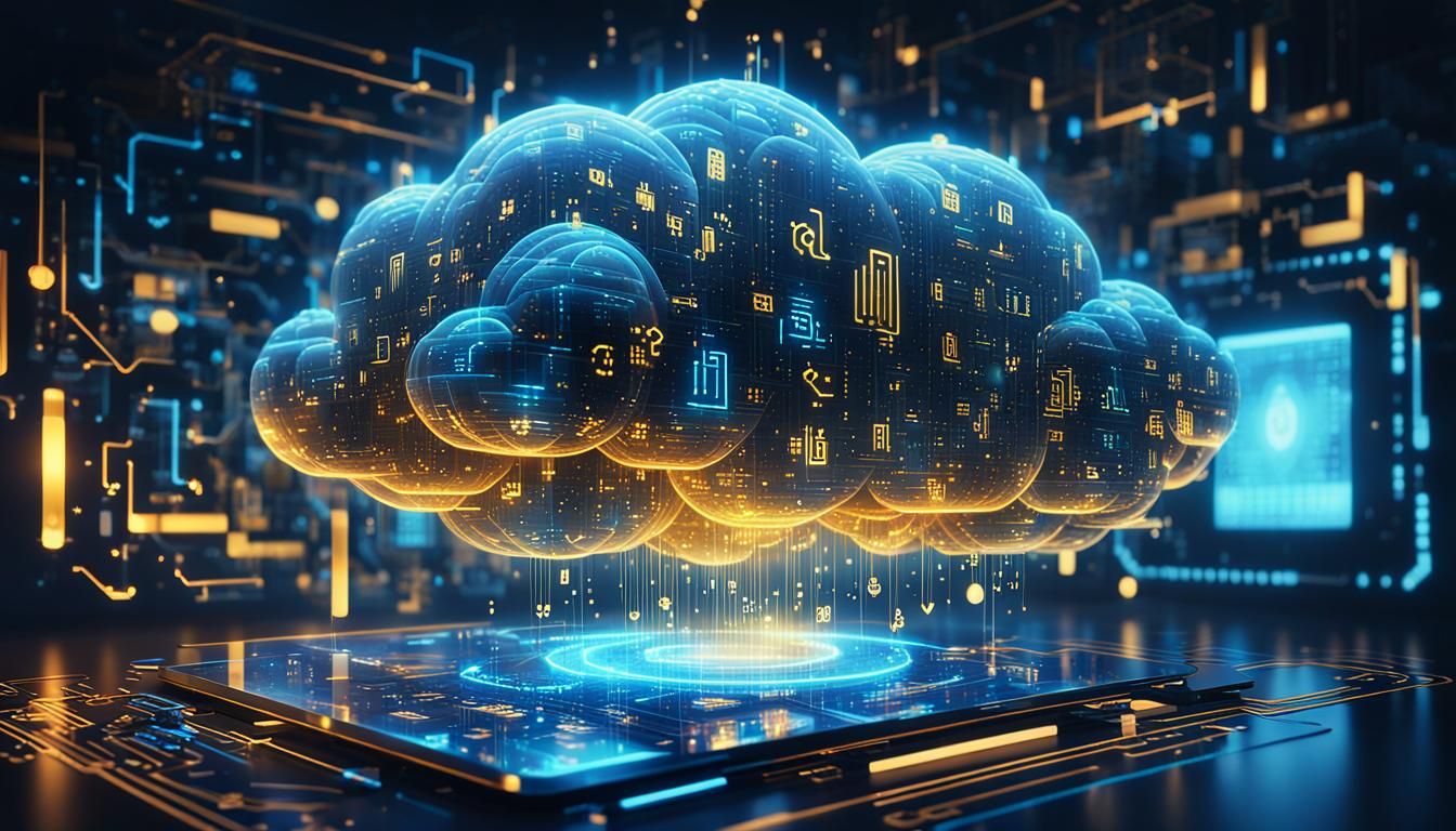 Futuristic Cloud Hologram in Cyberpunk Style