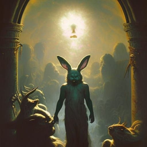 Ethereal Horror: Chibi Bunny and Eldritch God