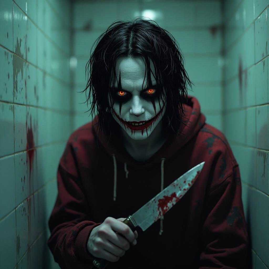 Terrifying Jeff the Killer Portrait in Hyper-Realistic Style