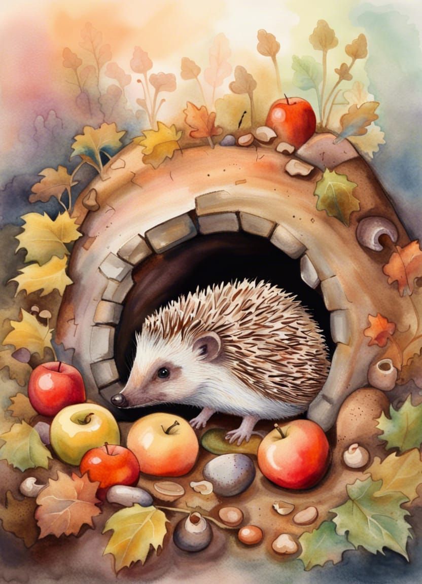 Hedgehog's Hole: A Watercolor Pastel Dream