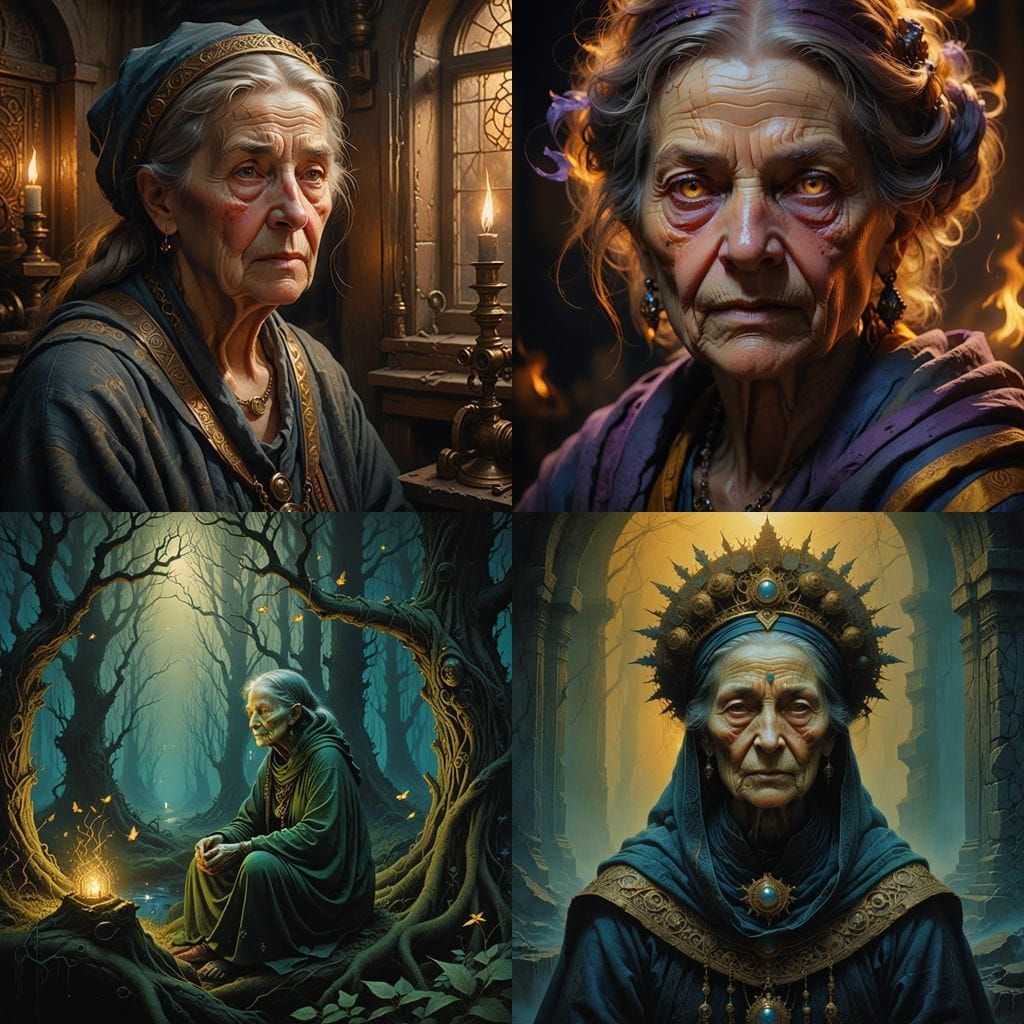 Surreal Fantasy Portrait of a Wise Old Woman
