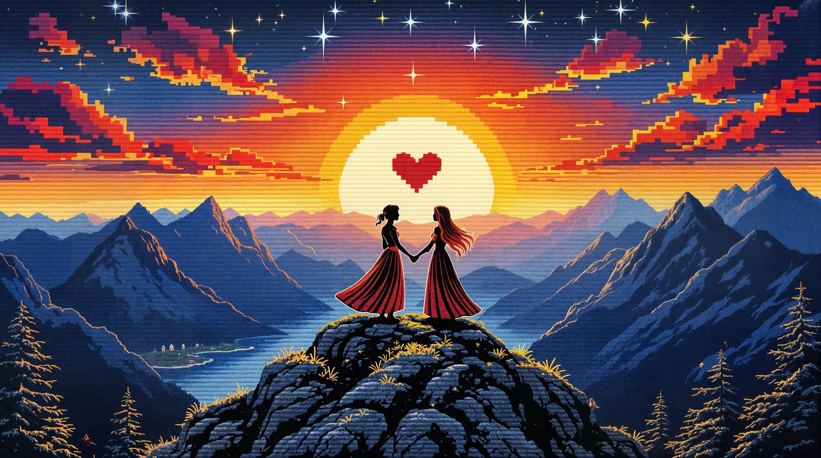 Pixelated Love Amidst Norwegian Mountains