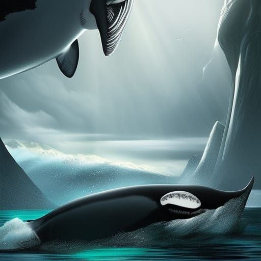 Epic Orca in Detailed Digital Matte Painting