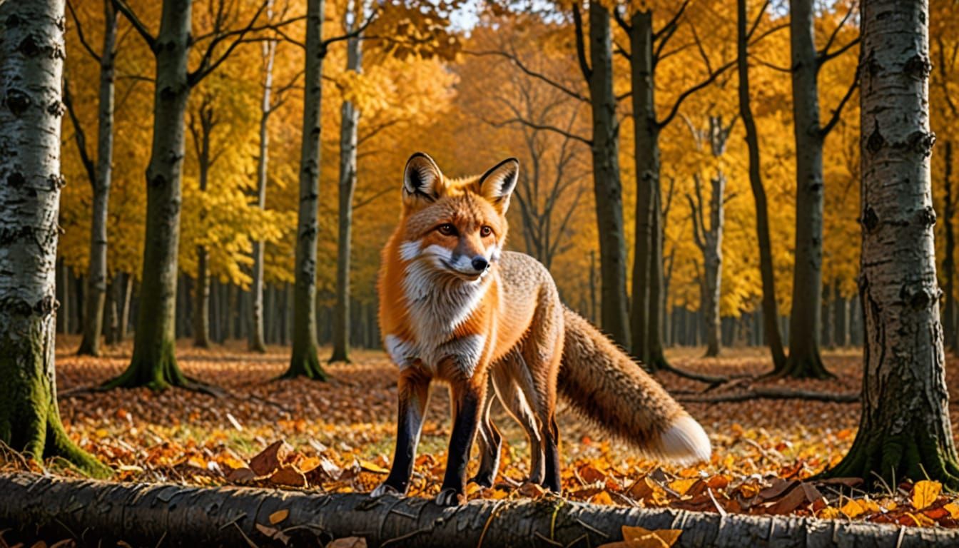 Autumn Fox in Serene Forest Glade