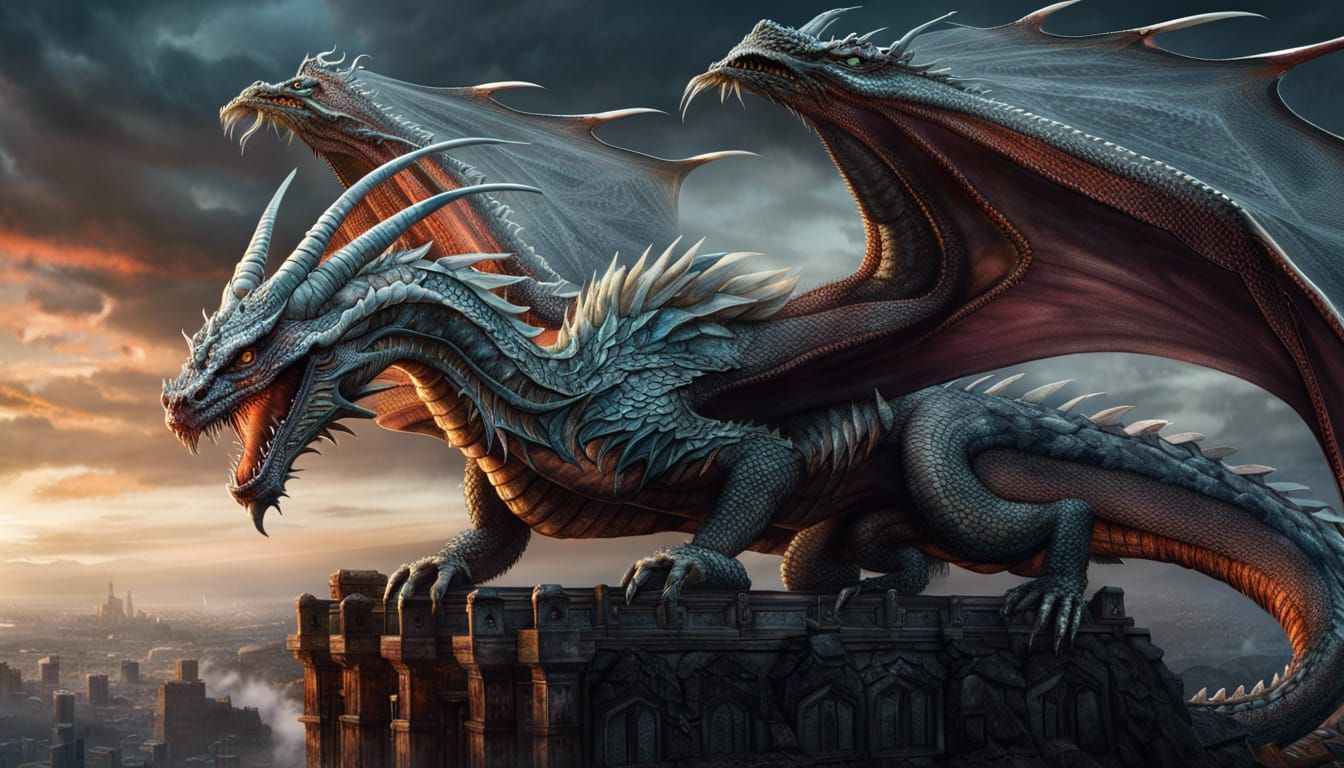 Epic Fantasy Dragon Portrait: Intricate Digital Art