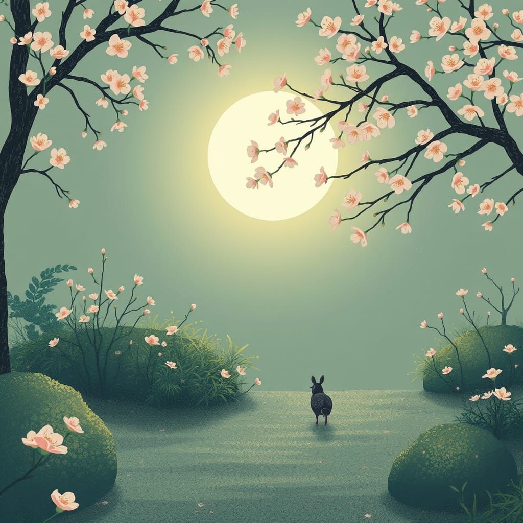 Deer in Zen Garden: Pastel Shades of Peace