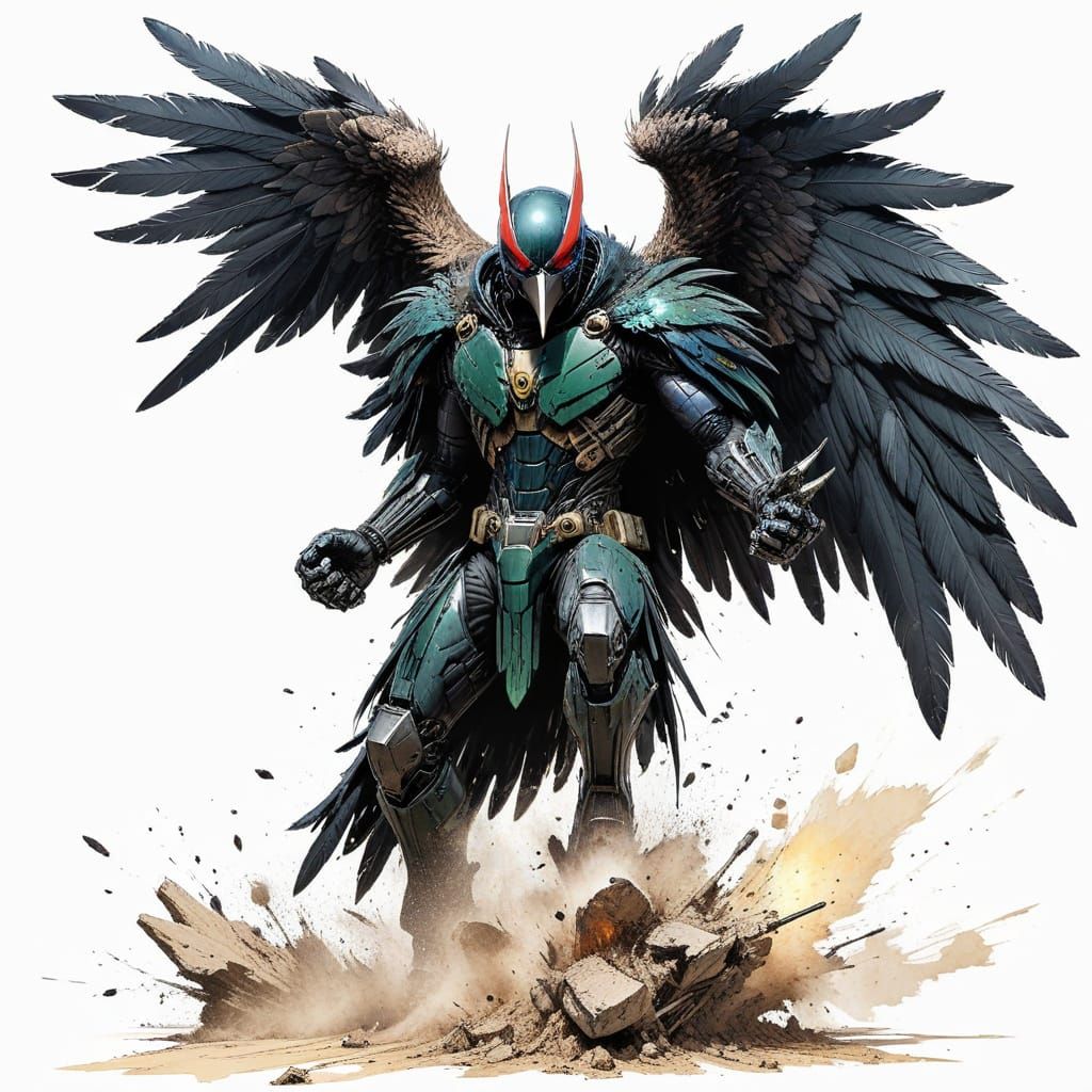 Vulture Villain Landing: Hyperrealistic Comic Art