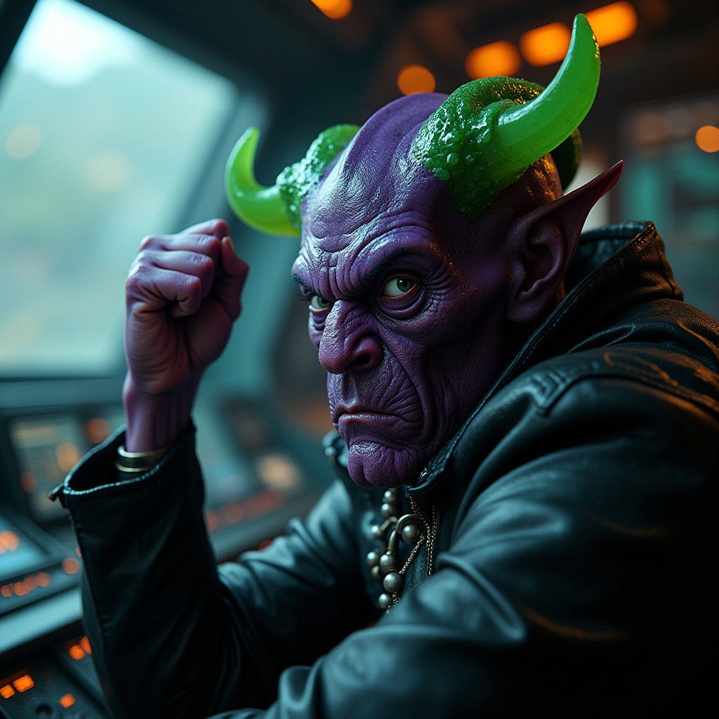 Cyberpunk Alien Warlord Lords Over Desolate Earth