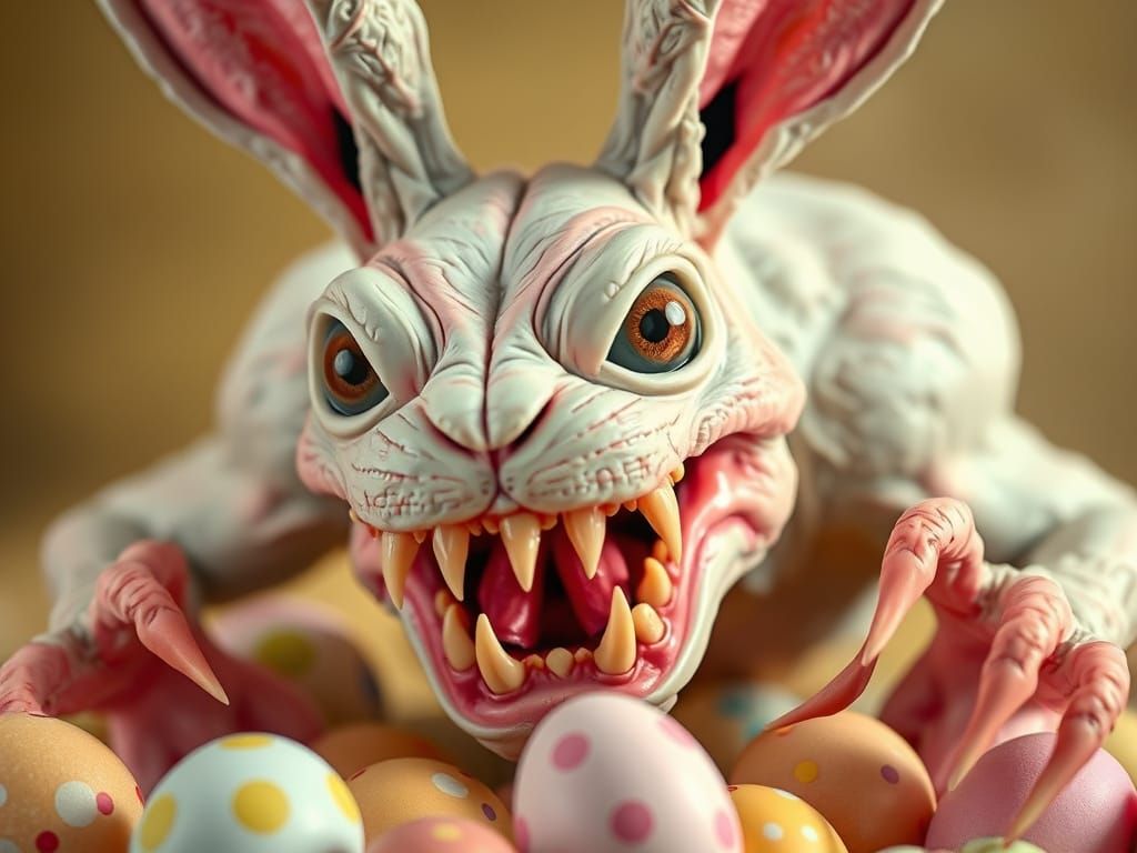 Easter Bunny Horror in Pastel Hues