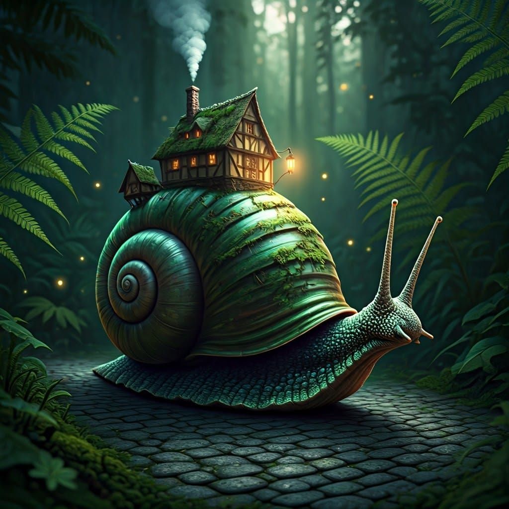 Medieval Village on a Giant Snail