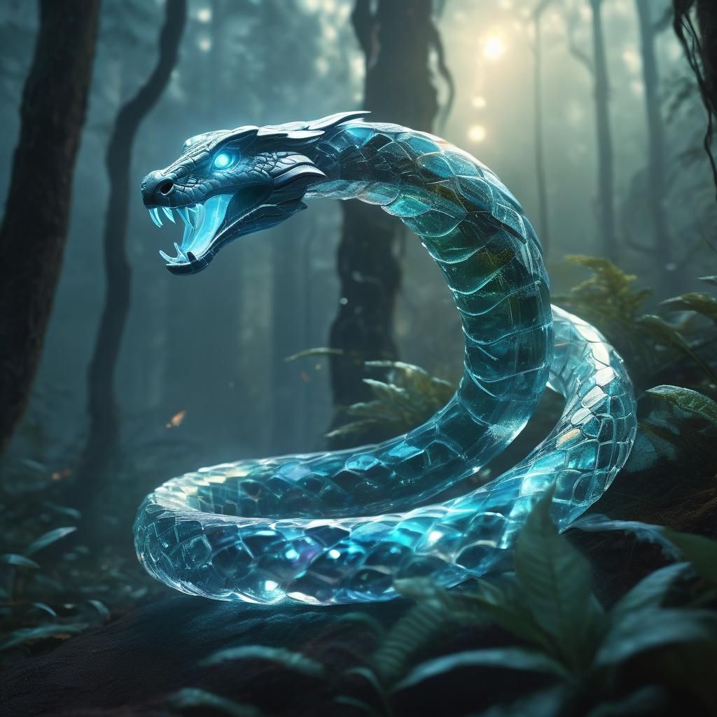 Crystal Cobra Mesmerized by Elf in Digital Art