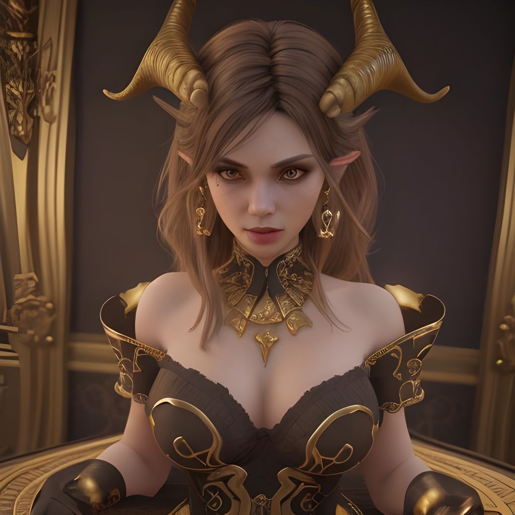 Beautiful Satyr with Golden Ornaments, 3D Render