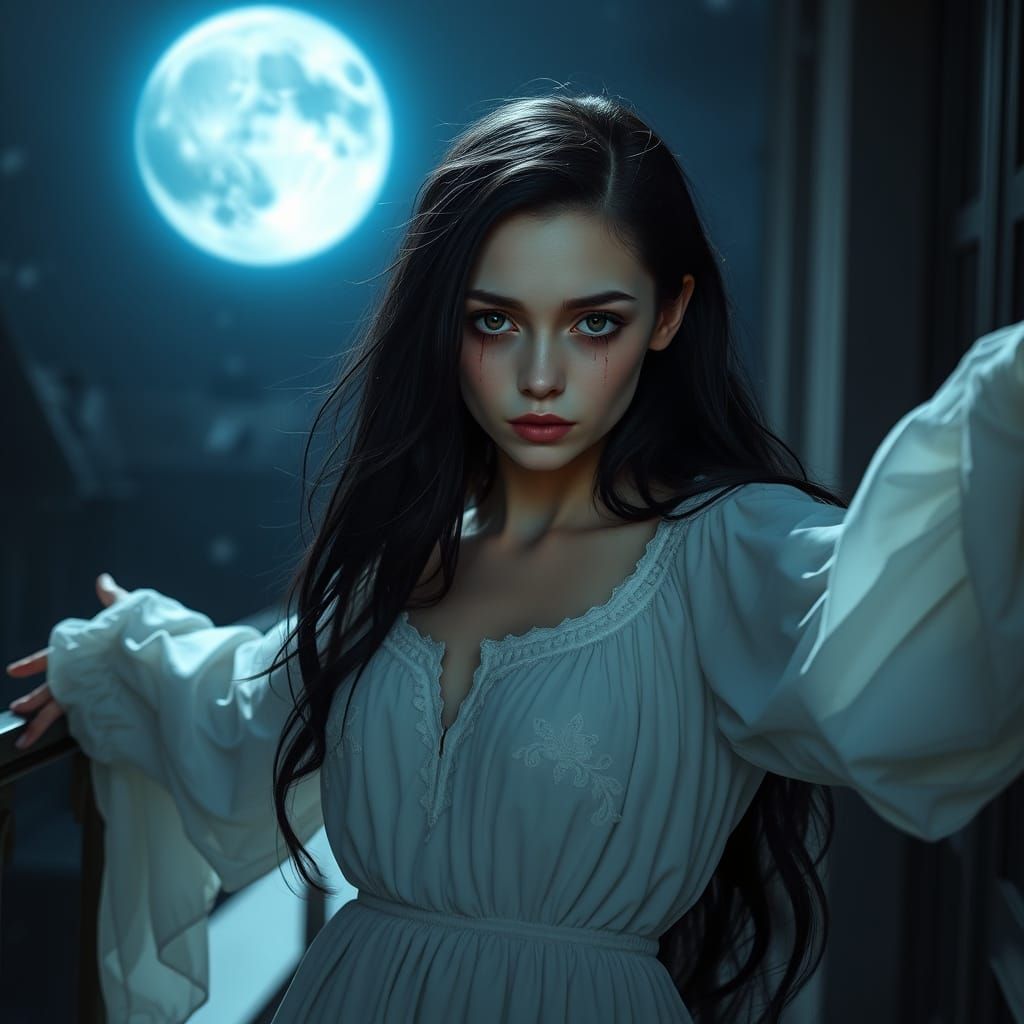 Ethereal Ellen Hutter in Long White Nightgown, Possessed by ...