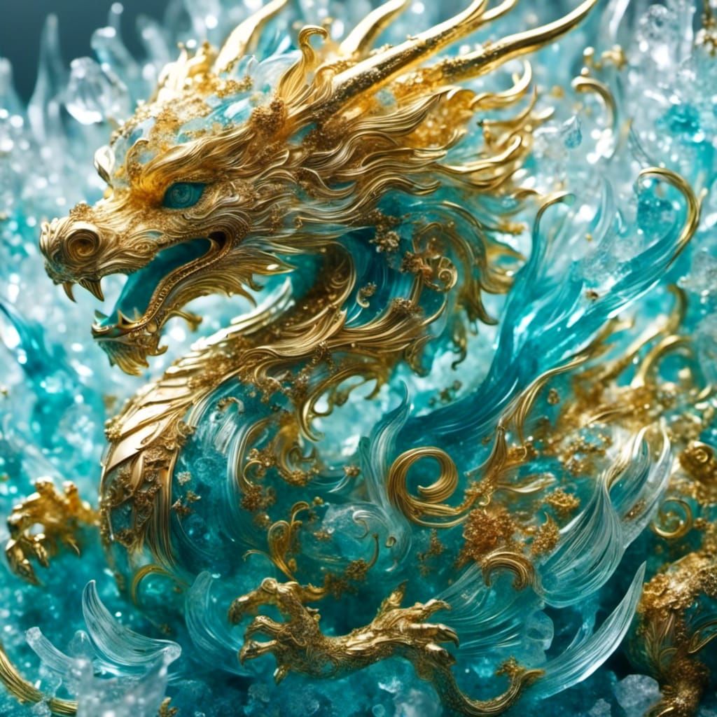 Golden Dragon of War in Horror Style