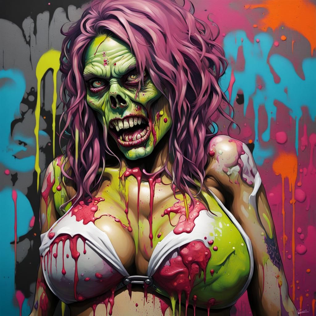 Zombie Woman in Bikini, Graffiti Street Art