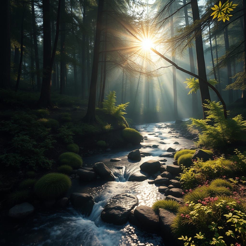 Ethereal Forest Sanctuary in Vibrant Light