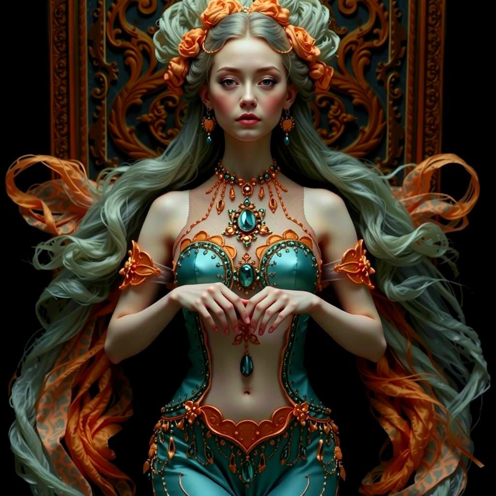 Elegant Pearlescent Ringlets in Photorealistic Style