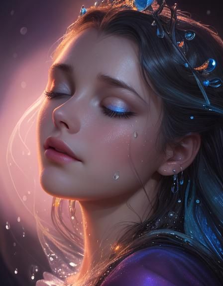 Sleeping Beauty with Shining Eyes in Hyperrealistic Style