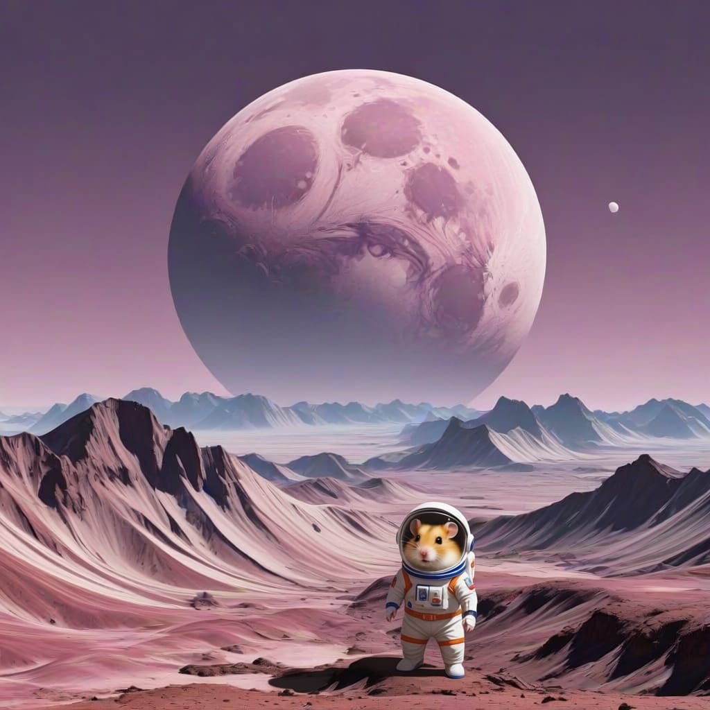 Tiny Hamster Astronaut Exploring Space