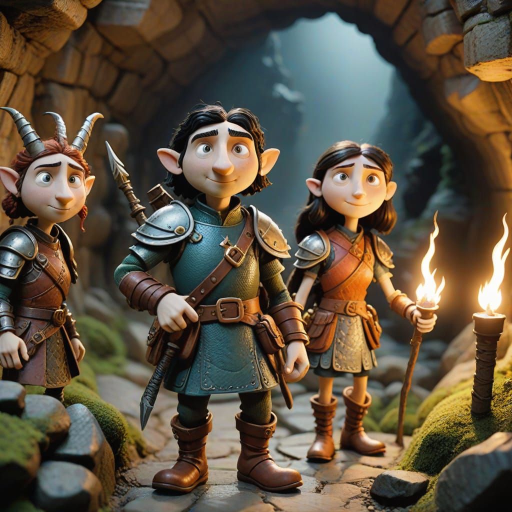 Stop Motion D&D Adventurers in Whimsical Subterranean Realm