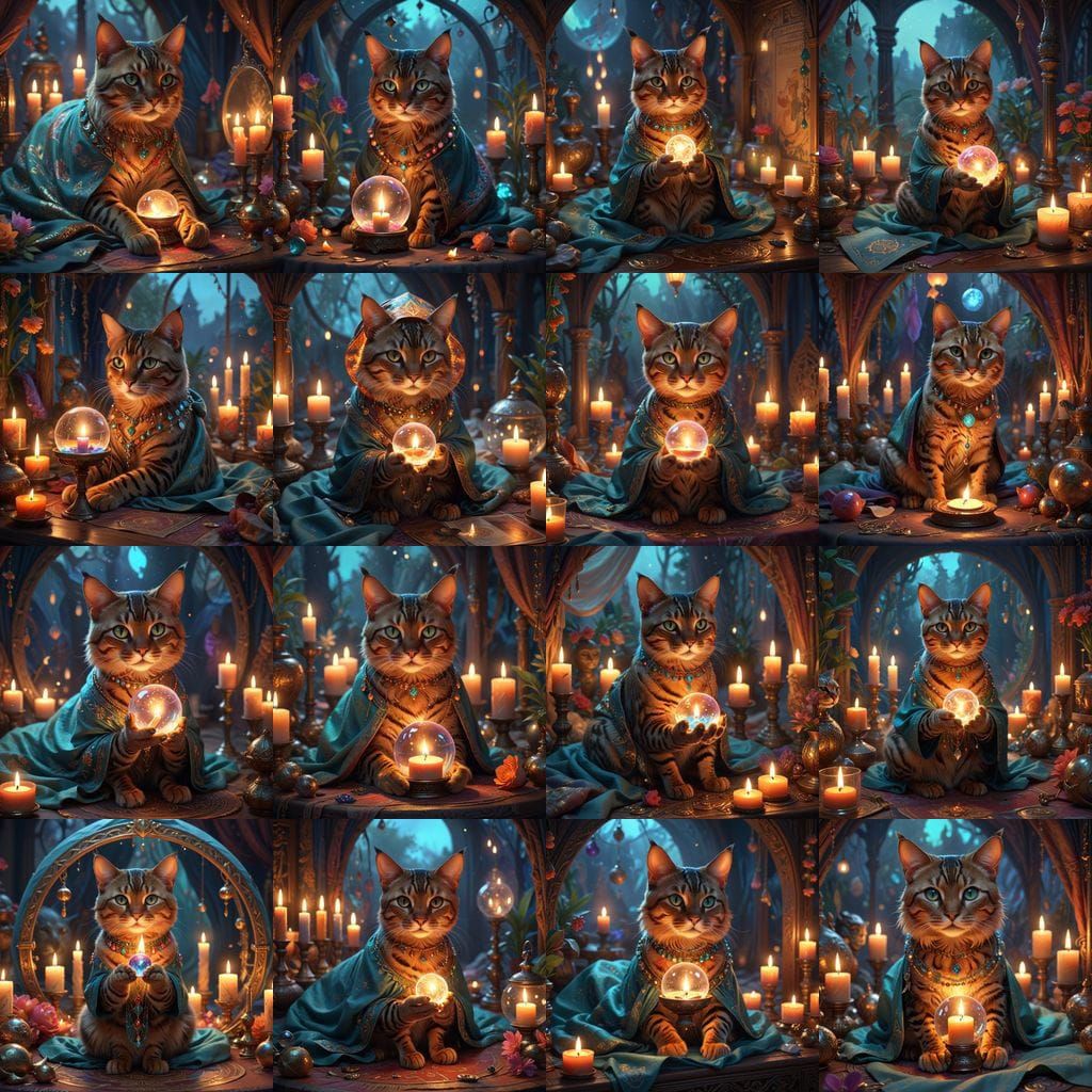 Bioluminescent Bengal Cat as Fortune Teller