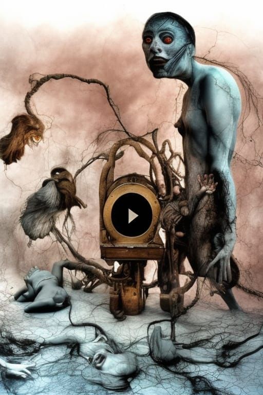 Surreal Antinatalism Dreamscape: Hyperrealistic Ethereal Man...