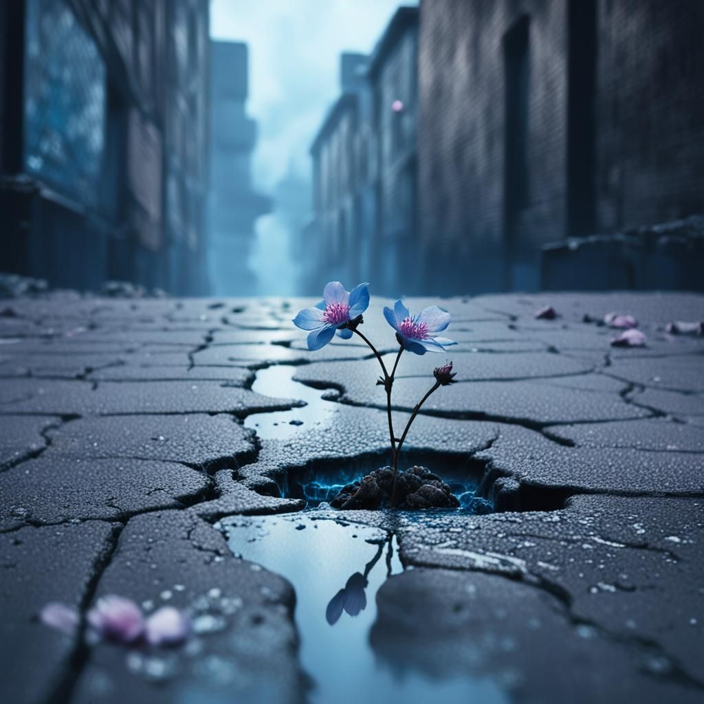 Blossom in Dark City: Fantasy Concept Art