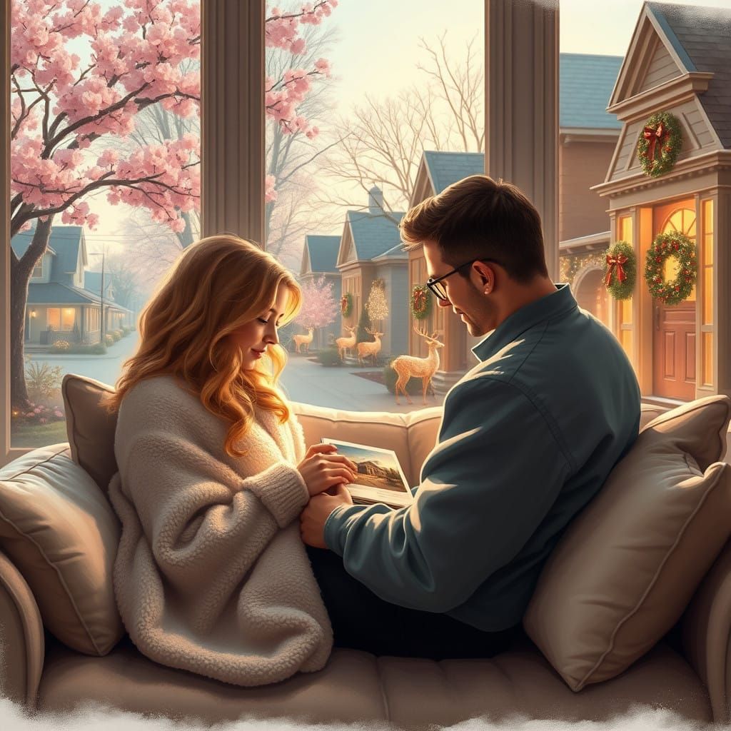 Romantic Couple Basks in Cozy Golden Light