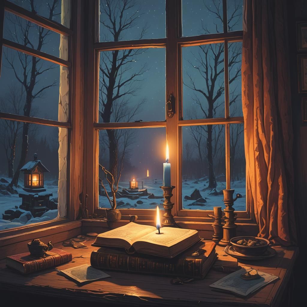 Candlelight Illuminates Mystical Objects: Digital Matte Pain...