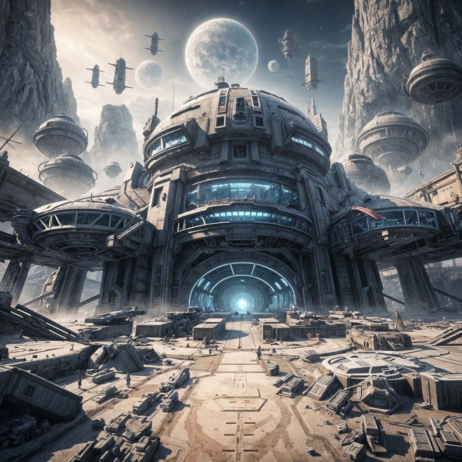 Sci-Fi Alien Military Base: 3D Anime Concept Art