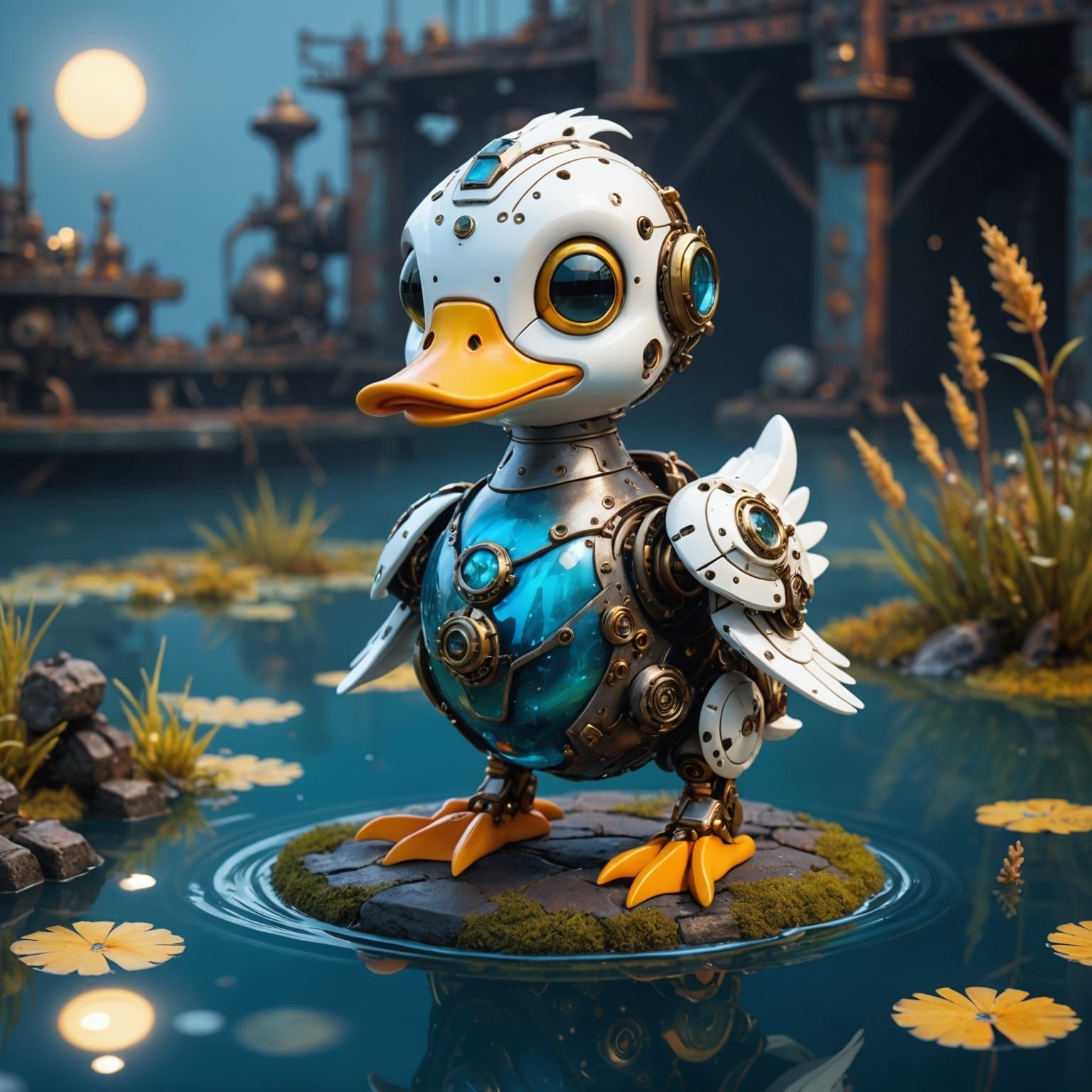 Cute Mecha Duckling in Steampunk Style