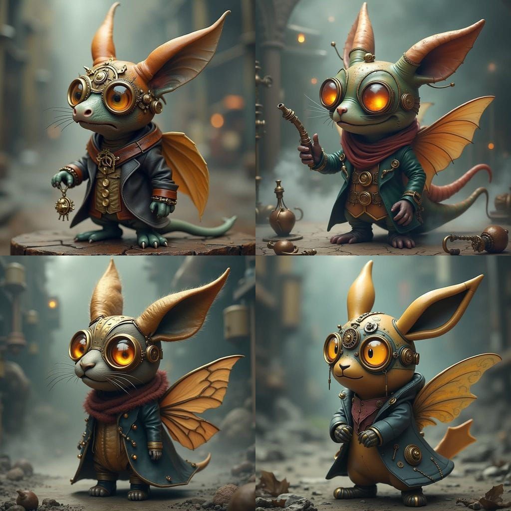 Abra Pokémon Evolutions in Steampunk Style