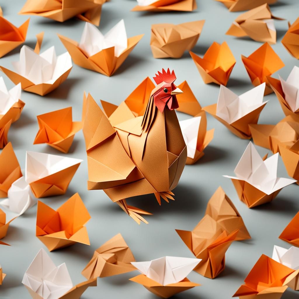 Origami Roast Chicken Papercraft in 8K