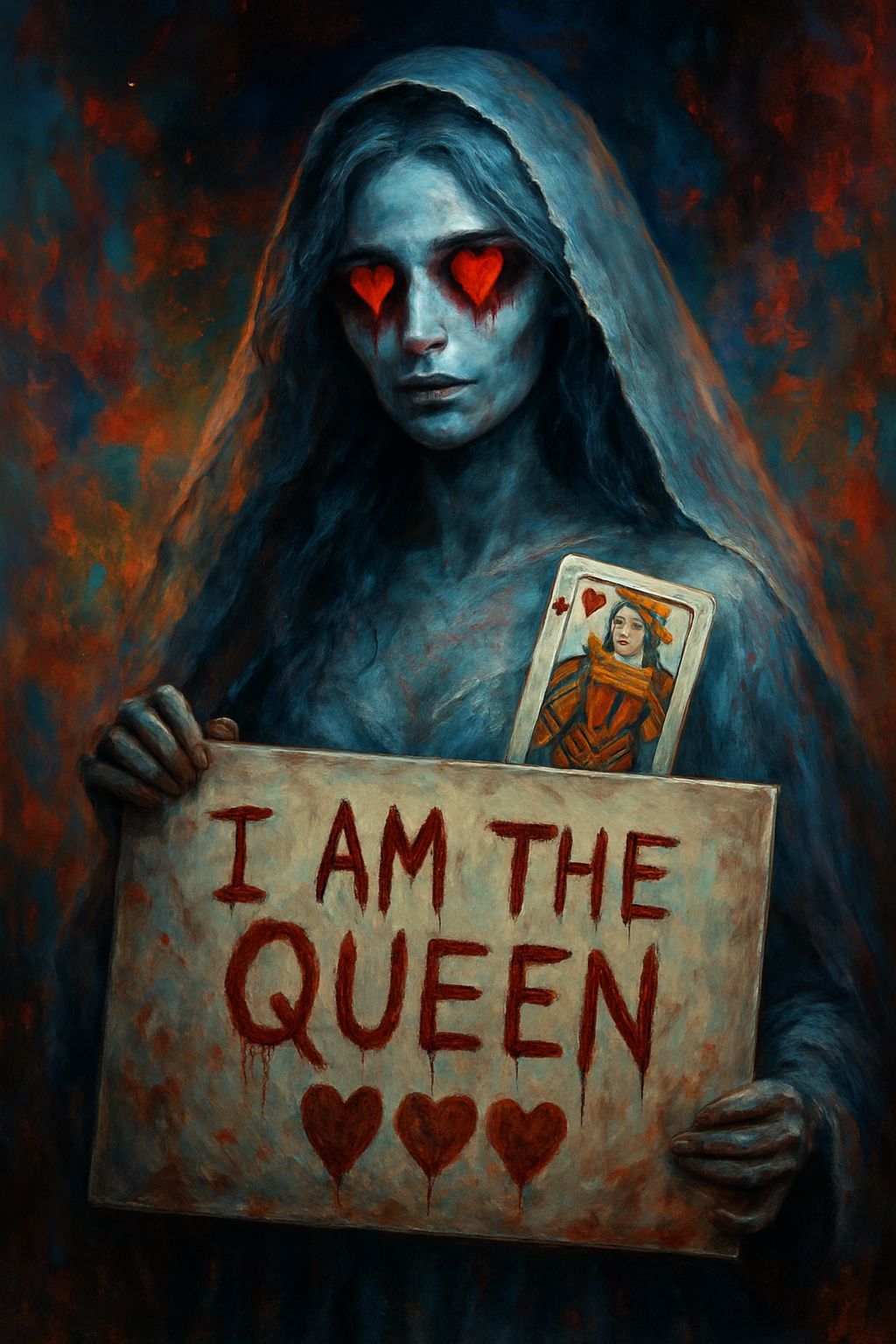 Queen of Halloween Ghost Lady Portrait in Splash Art Style