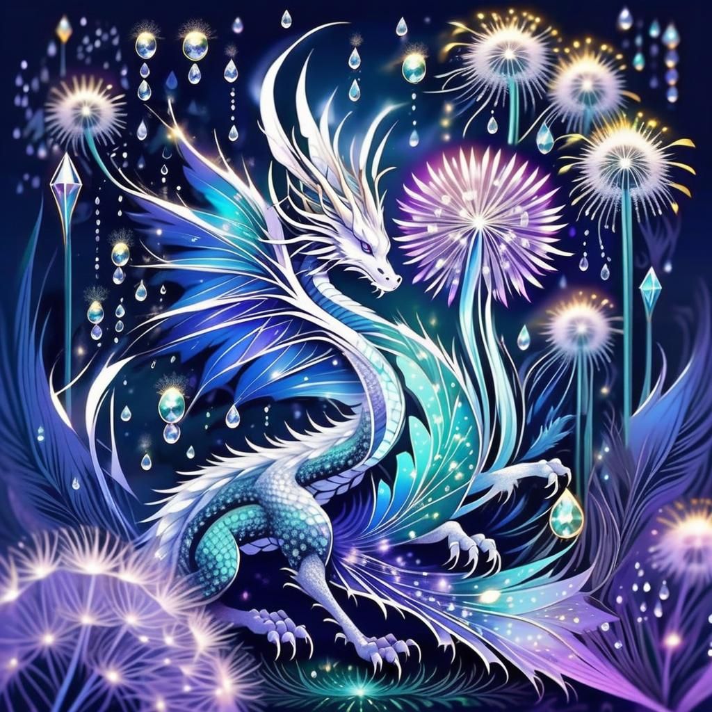 Dreamy Dandelion Dragon with Diamond Dust