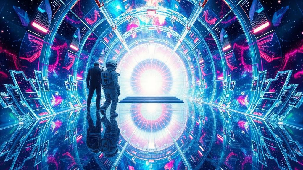 Astronaut in Mirrored Labyrinth with Stardust