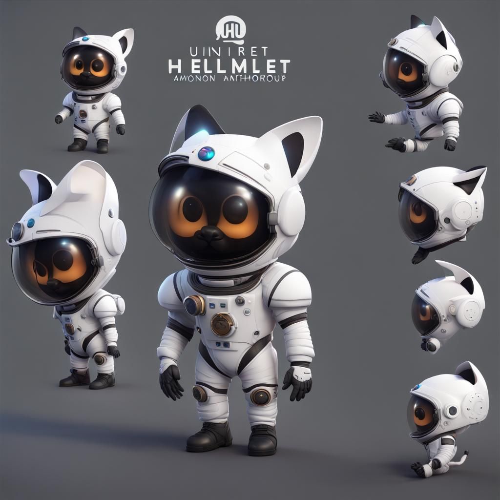 Astronaut Cat in Chibi Pixar Style on Moon