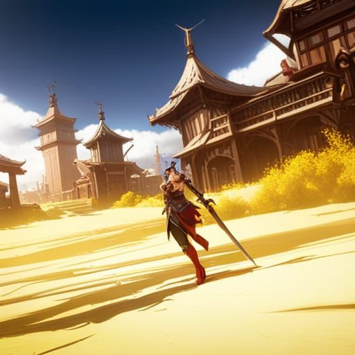 Dynamic Action Anime Still in Detailed Matte Painting