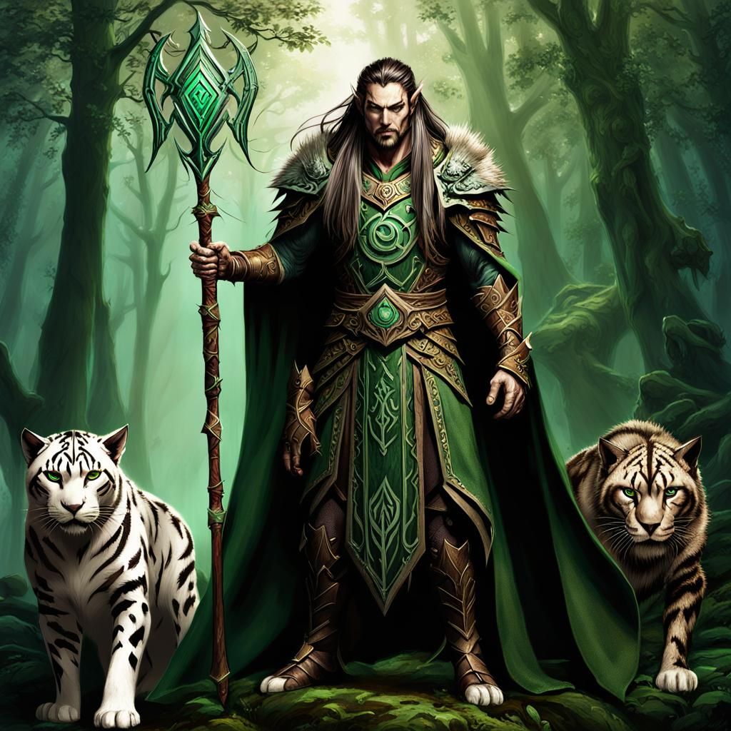 Powerful Night Elf Druid in Mystical Forest