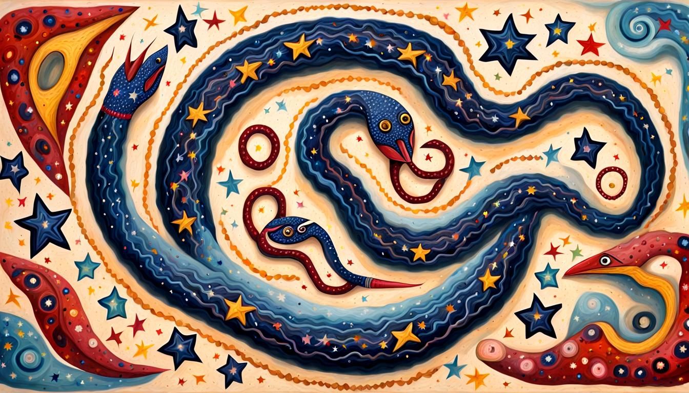 Electromagnetic Jelly Snake with Newborn Stars
