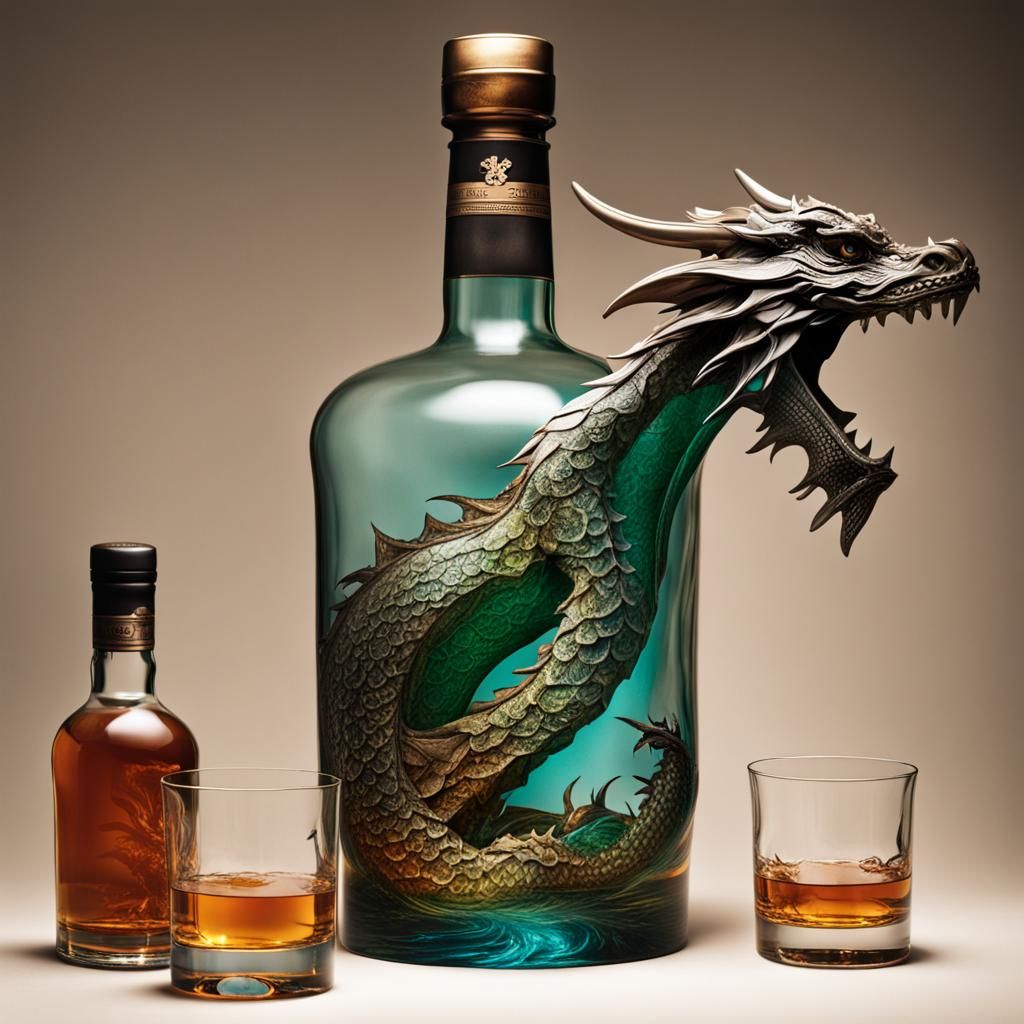 Dragon Inside Whisky Bottle: A Majestic Scene