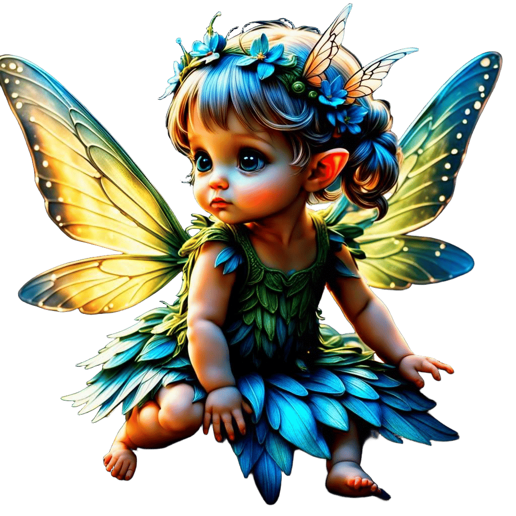 Adorable Baby Fairy with Intricate Wings in HDR