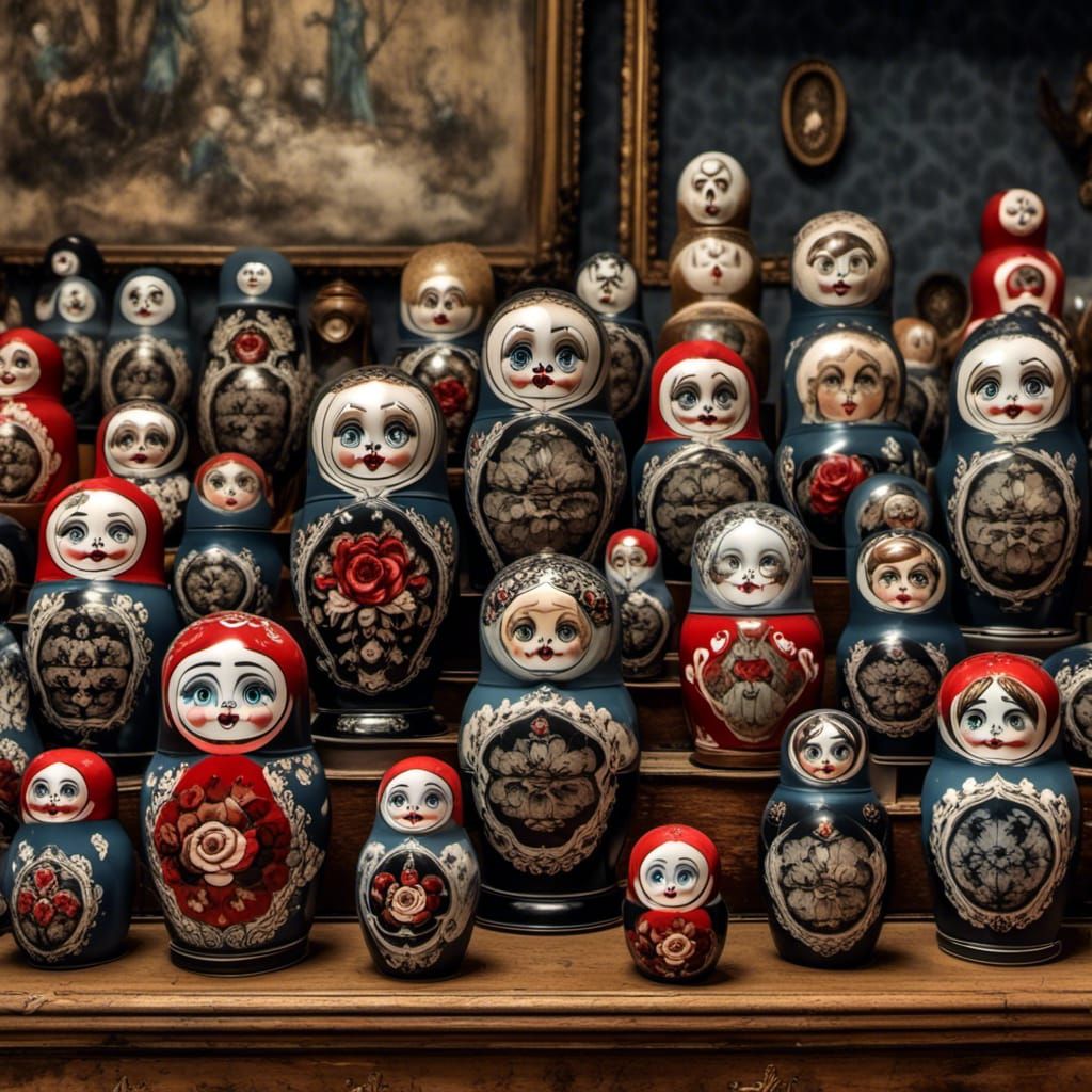 Macabre Nesting Dolls in Detailed 3D Render